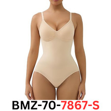SHAPERX Women's Bodysuits Tummy Control Seamless Sculpting Shapewear, Beige L/XL