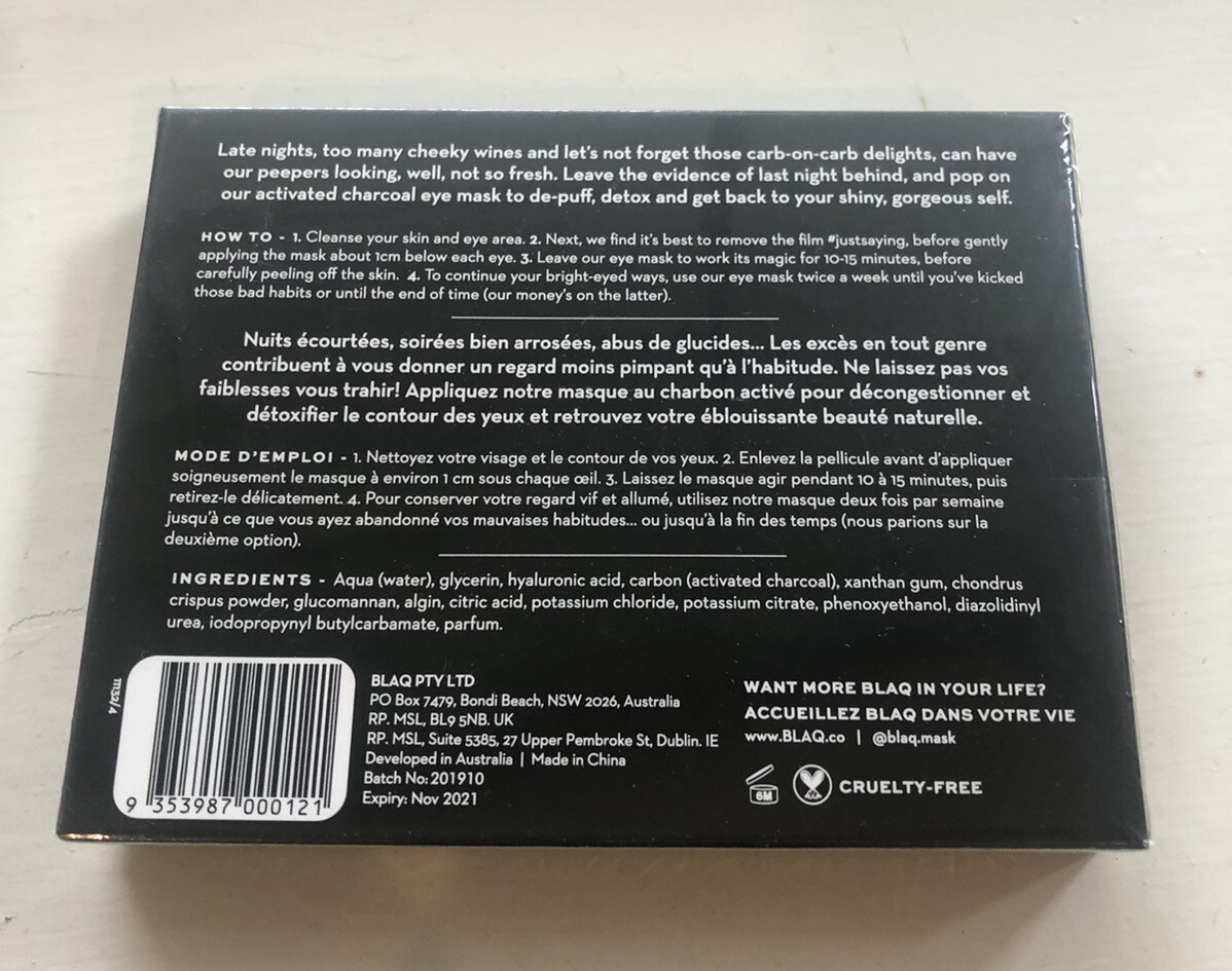 NEW! Never Opened! BLAQ Eye Mask (5 Masks) eBay