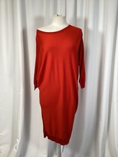Alexander McQueen Long Top orange Dress Wool Asymmetrical Dolman Sleeves size S