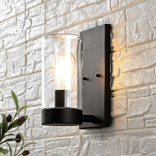 SAFAVIEH Lighting Lianne Outdoor Wall Sconce/Black 5" W x Black 5" W