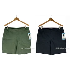 NWT Active Life Women's Stretch Short with Zip Welt Side Pocket Black/Olive $59 