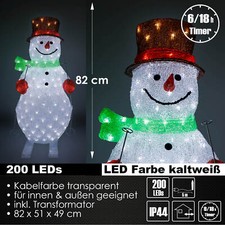 XL LED Acryl Schneemann Figur 82cm beleuchtet Weihnachtsdeko für Außen & Innen
