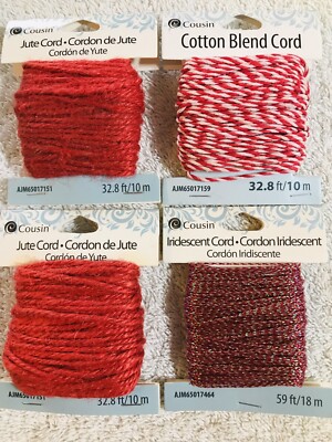 Jewelry Making CORD, by Cousin, (Lot of 4), 3 pkg-32.8ft, 1 pkg-59 ft.  NEW.