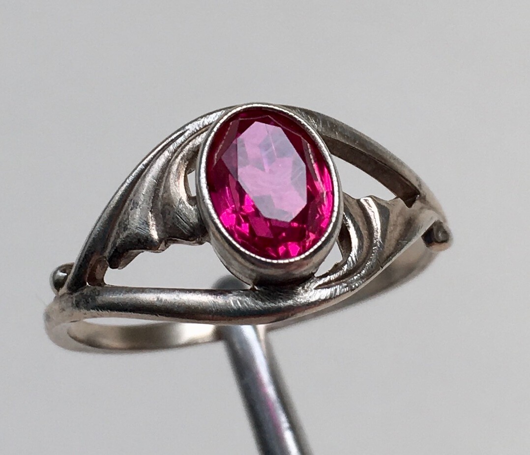 Ring №51 Vintage Soviet Red Ruby Ring Silver Ring… - image 1