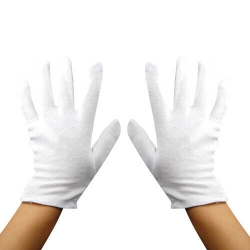 4 Pairs Cotton Gloves White Mens Women Dermatological Moisturising