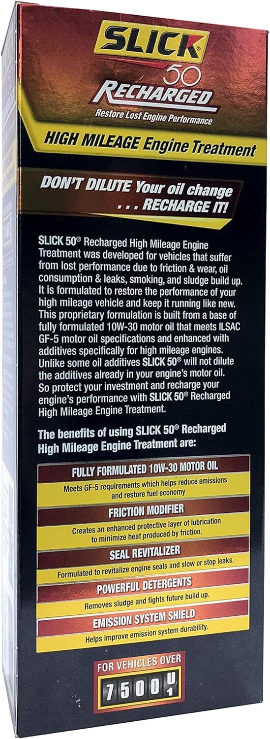 Recharged Engine Treatment for High Mileage Cars – 15oz of Performance Boost