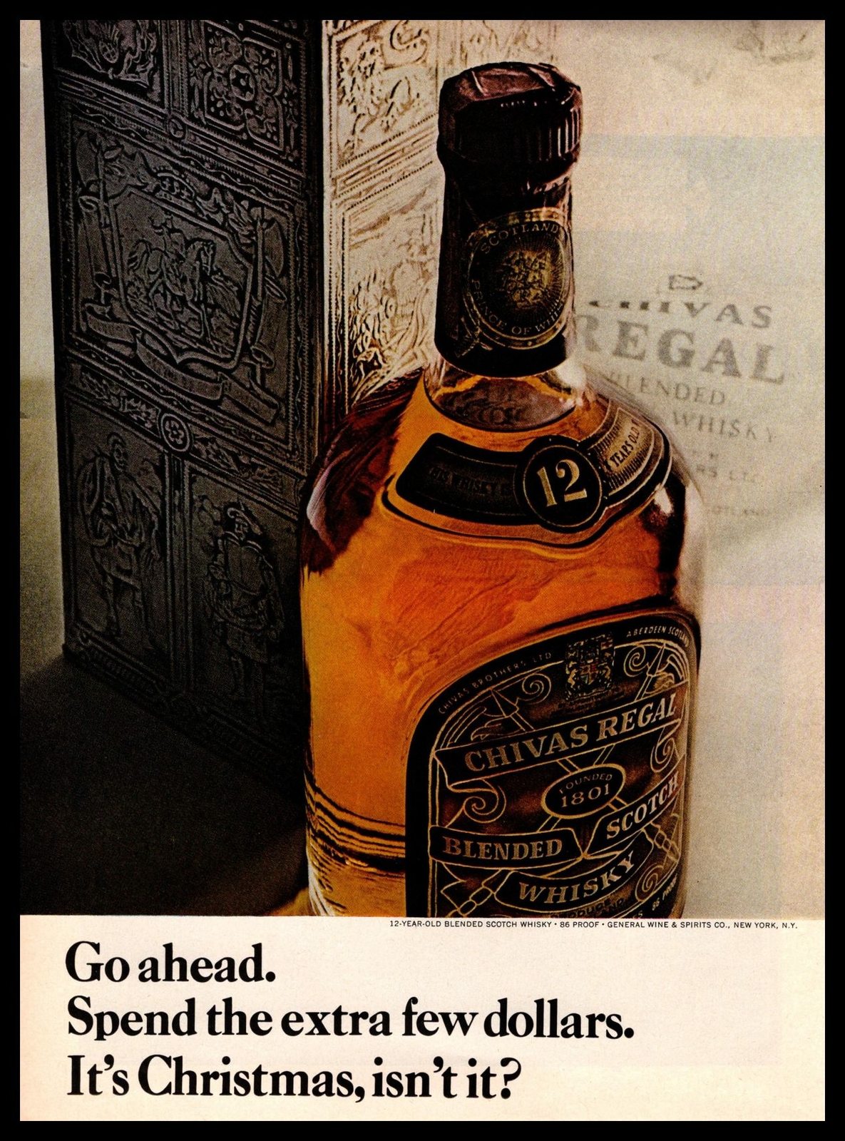 1967 Chivas Regal Scotch "Spend The Extra Few Dollars. It's Christmas." Print Ad