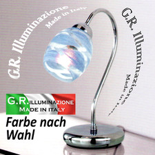 Nachttischlampe modern Chrom 1L Nachttischleuchte Farbiges Glas Schlafzimmer MIA