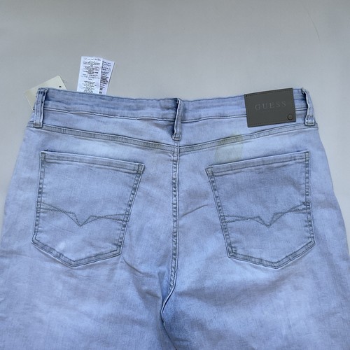 Guess Men's Slim Denim Shorts Destroy Super Stretch Light Blue Comfort Size 30 - Picture 6 of 7