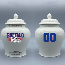 Ceramic Medium Urn for Buffalo Bills Football Theme, Custom Text  Number