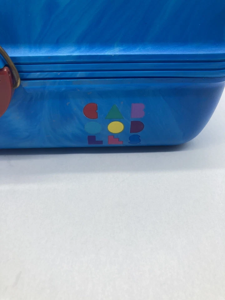 Estuche de viaje de almacenamiento de maquillaje vintage Caboodles años 80 azul rosa 2 niveles baquelita 2602 Foto 2 de 4