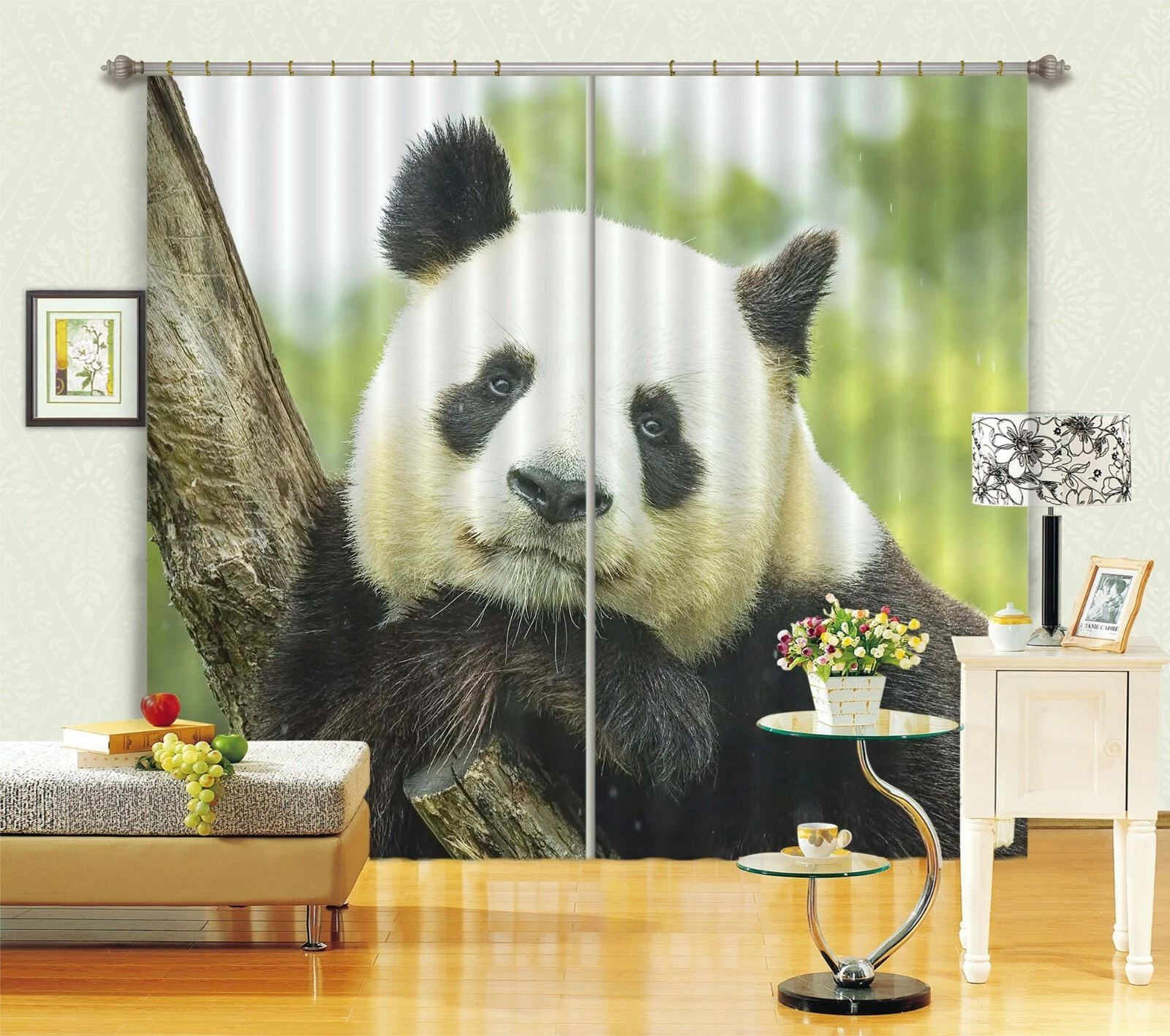 3D Panda Tree ZHUA131 Animal Blockout Photo Curtain Fabric Window Zoe