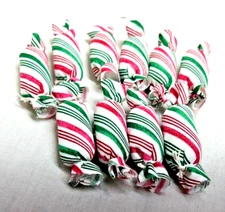 Primitive Bowl Filler/ Ornies/ Candy Kisses/10 Pieces/Red-White-Green Striped