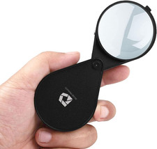 Folding Pocket Magnifying Glass - Portable Compact Design for , and 2.5" Glass L
