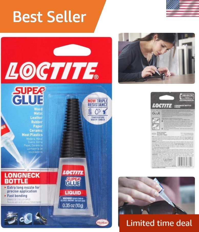 Super Glue Liquid Longneck Bottle, Clear, 0.35 fl oz Bottle,