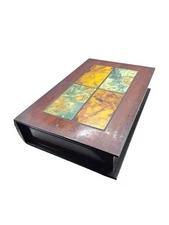 Large Solid Wood Parquet Tile Inlay Top Jewelry Box Wood Storage Box