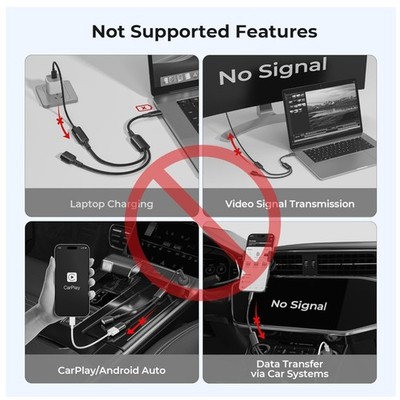Thunderbolt 3 OTG Splitter Cable for MacBook Pro, Surface Go