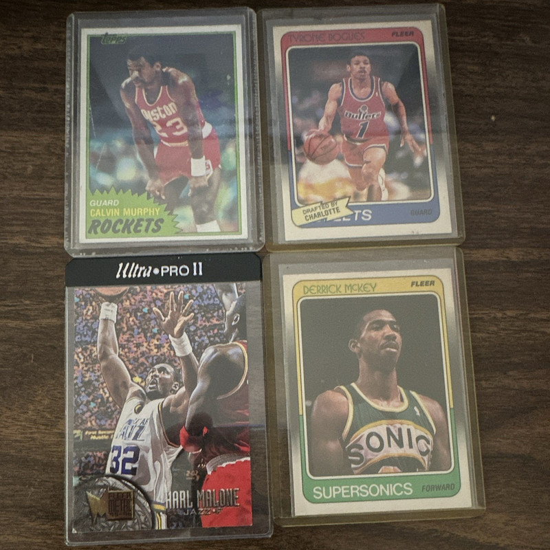 Topps/Fleer 1989 NBA 4-Card Lot Murphy/Bogues/Malone/McKey