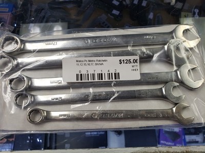 MATCO Tools Metric Ratcheting set 11,12,15,16,17mm pre owned