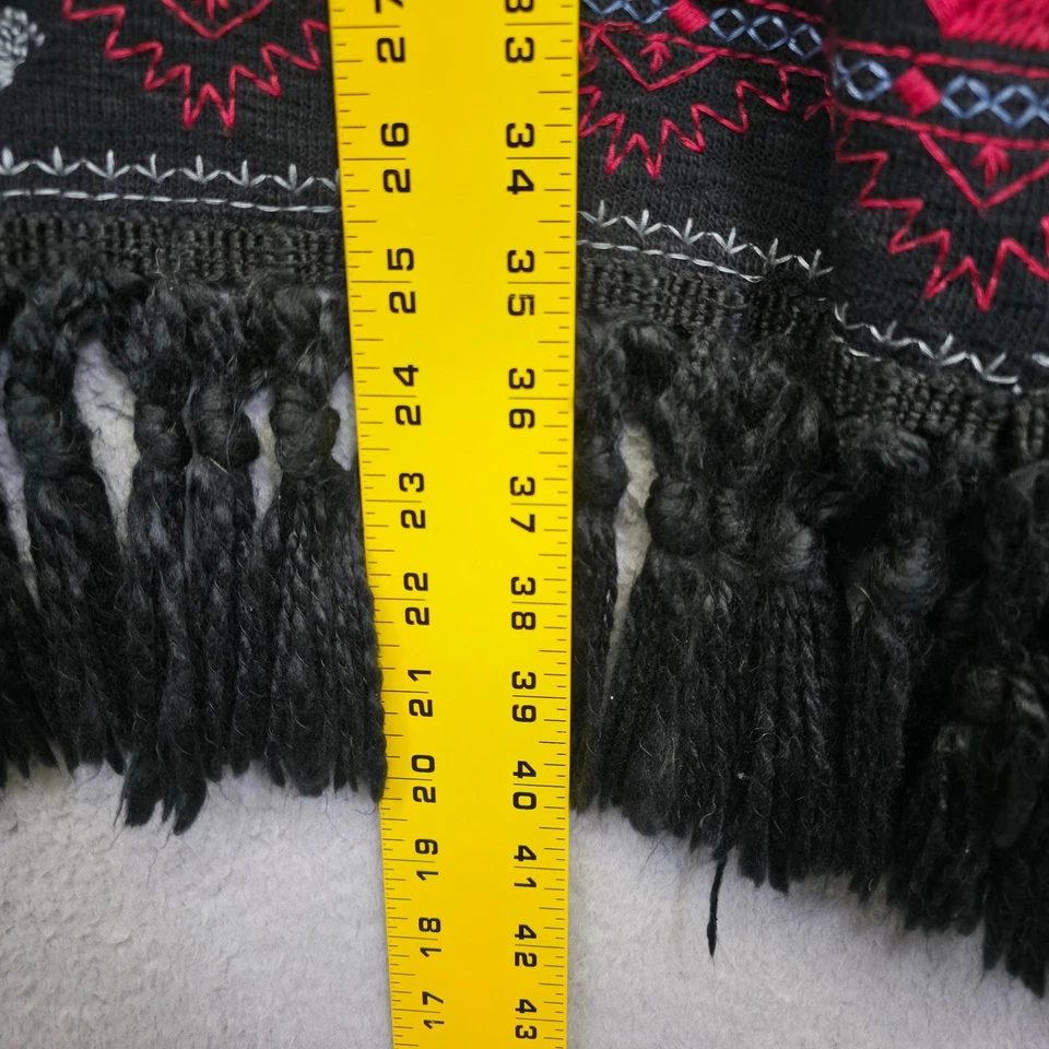 Y2K Paparazzi Vest Sz S Black Fringe Duster Cardigan Western Boho Festival - Image 3 of 4