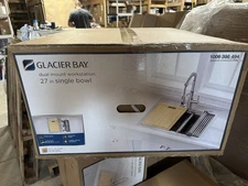 Glacier Bay Dual Mount 27” Single Bowl Workstation Kitchen Sink & Accessories