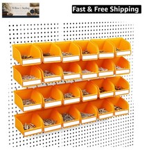 Pegboard Bins Organizer Set 24-Pack - Durable Storage Tray for Screws, Nuts, ...
