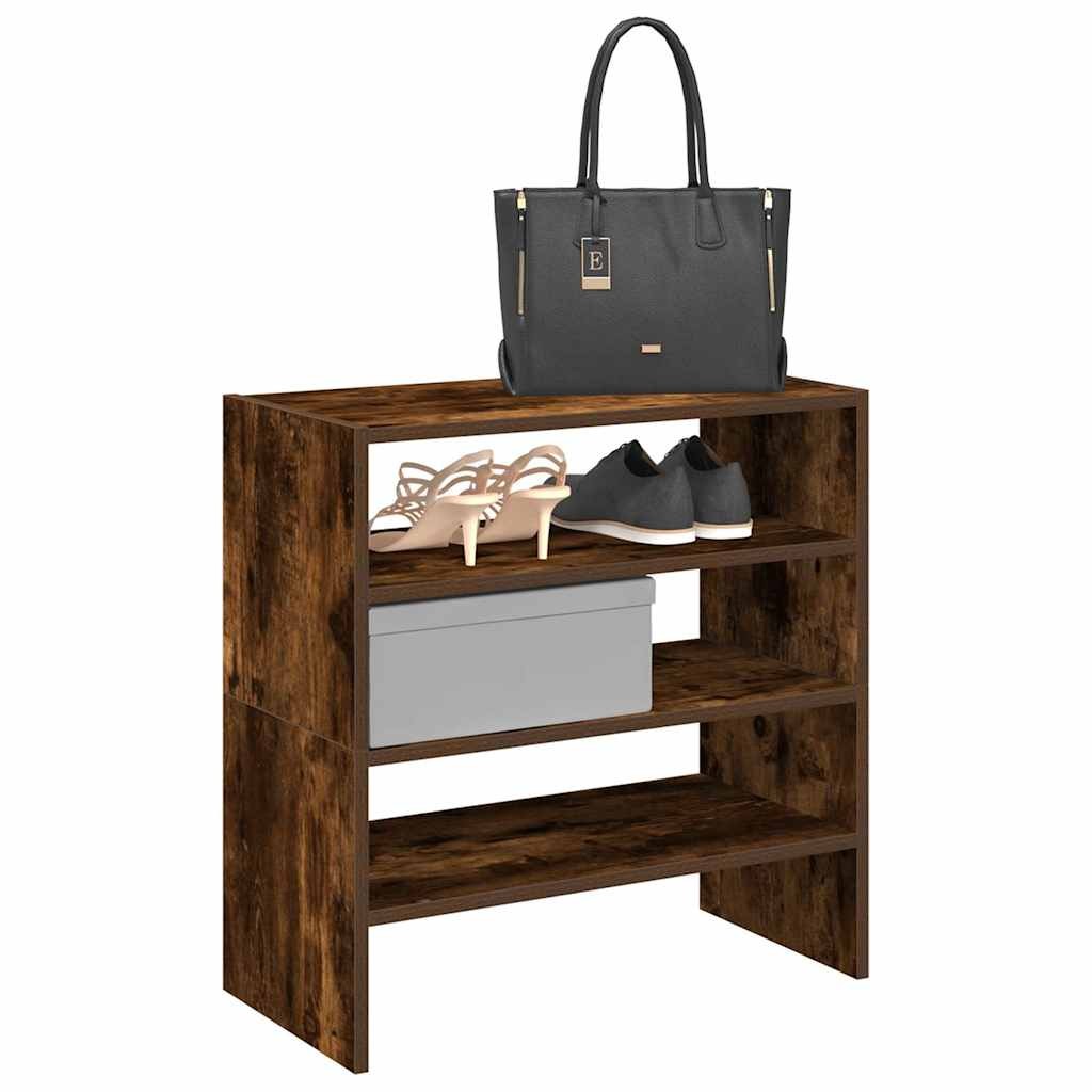 Set 2 Portascarpe Impilabili Rovere Fumo 60x30 cm Salvaspazio