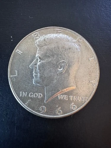 1966 Kennedy Half Dollar, No Mint Mark, 40% Silver, Circulated