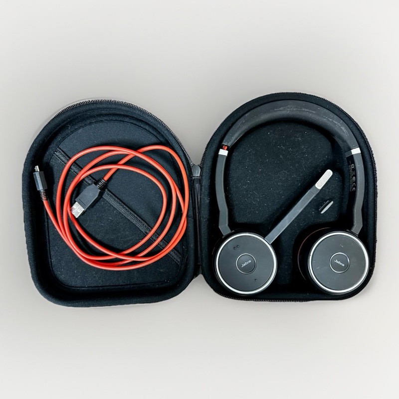 Jabra Bluetooth Headset Wireless Headphones Black Silver w/ Case & Cable