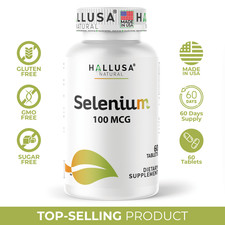 Selenium Tablets 100 mcg - Antioxidant Supplement - Immune Support - 60 Tablets