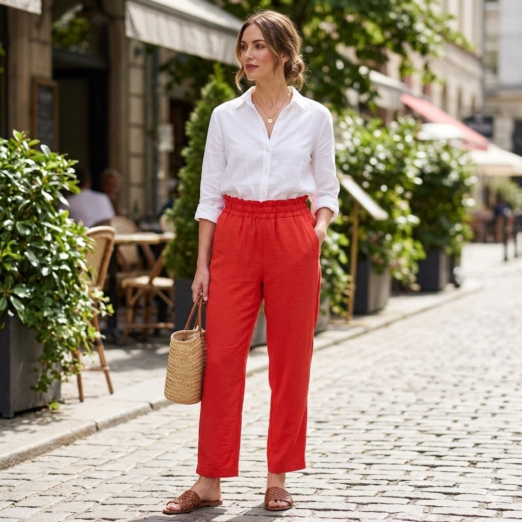 NWT Hope & Harlow Paperbag Waist Pants Women L Red Hibiscus High Rise Tapered | eBay NWT Hope & Harlow Paperbag Waist Pants Women L Red Hibiscus High Rise Tapered | eBay