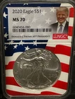 2020 1oz Silver Eagle NGC MS70 - Trump Flag Holder!!!
