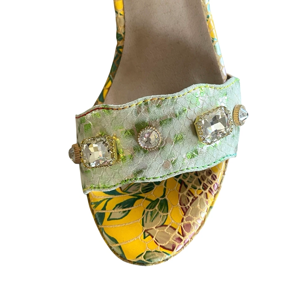 L'ARTISTE SPRING STEP Jewell-Y Size 37 Leather Embellished Heel Platform Sandals - Image 3 of 4