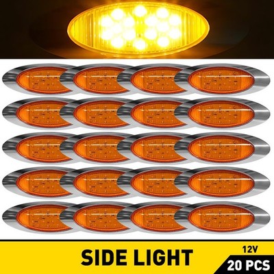 20X 6.5 Inch Oval 16 LED Amber For Freightliner Trailer Cab Side Marker Light ED