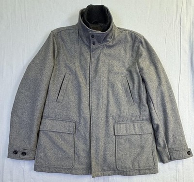 Michael Kors Jacket Mens XL Gray Wool Blend Car Coat Quilted Lined Zip