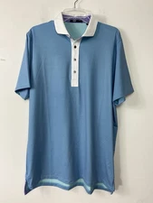 Greyson Polo Shirt Mens Sz Large Blue /Purple /white Performance Stretch Golf