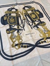 HERMES Carre 90 Silk Scarf BRIDES de GALA Light Blue Gold Hugo Grygkar Rating F