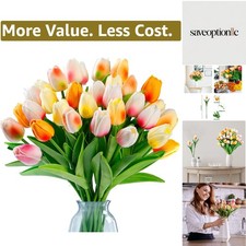 15 Pcs Fake Tulips Artificial Flowers Real Touch PU Faux Flowers Tulip Stems ...
