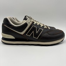 New Balance 574 Black Leather White Sneakers US Size 11 Men's ML574LPK