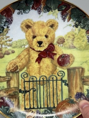 Franklin Mint TEDDY'S FIRST HARVEST Teddy Bear Plate 24k Border No