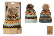 Bartleby Waterproof Sherpa Fleece Lined Nordic Hat Winter Bobble Women's WH815