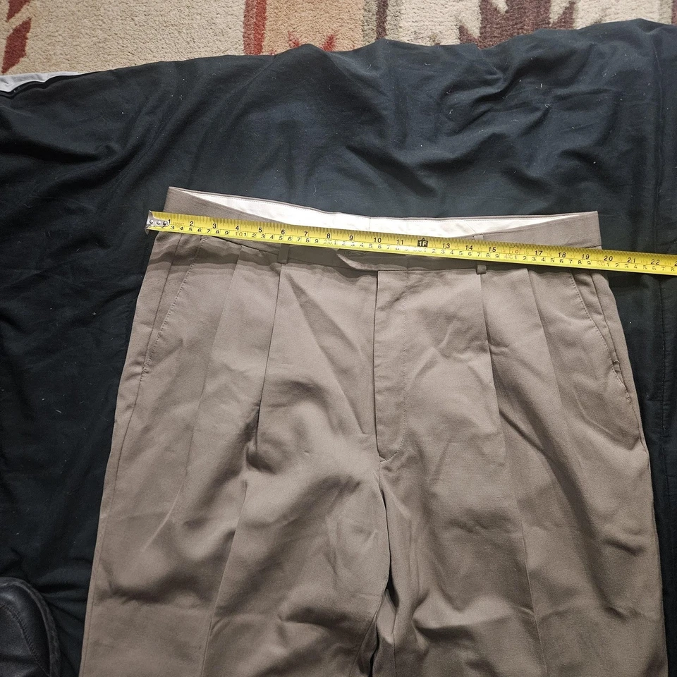 Pantalones de vestir Alfani para hombre 40 marrón lana doble plisado pantalones forrados Foto 4 de 4