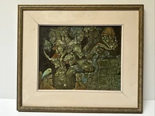 LEE ANDRES PAINTING SURREALIST SURREALISM THE BELL PORTRAIT MODERNISM VINTAGE