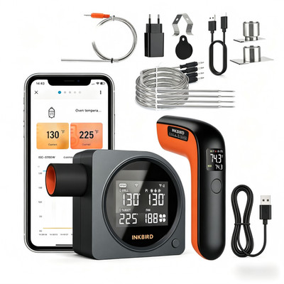 INKBIRD BBQ Smoker Temperature Controller 5-Probe Rechargeable Infrared Gun Oven