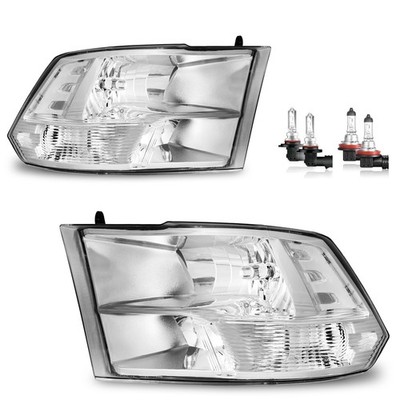 Pair Headlights For 2009-2018 Dodge Ram 1500 2500 3500 Quad Clear Corner w/Bulbs