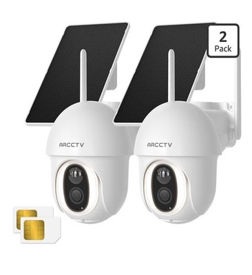 ARCCTV 4G LTE Cellular Solar Security Camera Outdoor 360° Pan/Tilt Wireless Cams