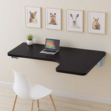 Wall Mounted Drop Leaf Table Wooden Laptop Writing Desk Folding Storage Shelf UK