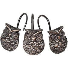12Pcs Owl Design Shower Curtain Hooks Home Fashion Zinc Alloy Decorati
