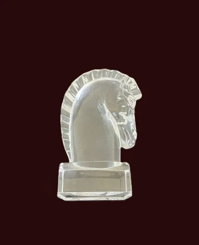 Steuben Crystal Horse Head. signed. 5" high.
