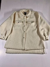 Arizona Jean Company Jacket Sherpa Relax Fit Cream Pockets Size Medium